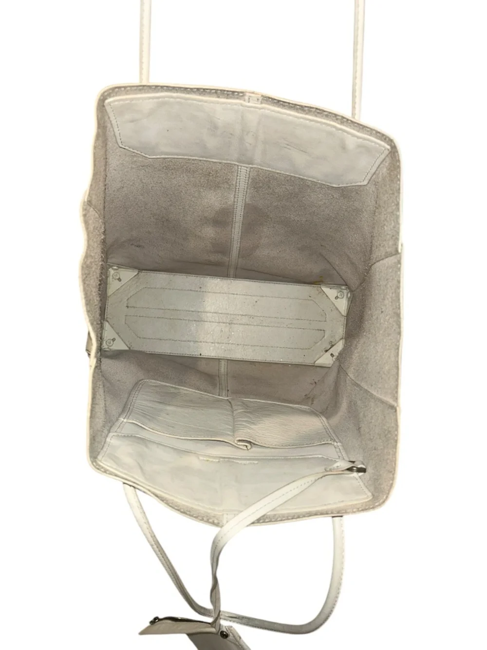 Alexander Wang white leather silver metal corner pieces tote bag 12x13